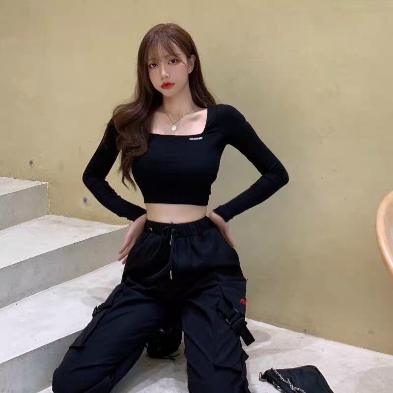 Áo thun borip croptop cổ vuông nhìu màu GB alohashop91