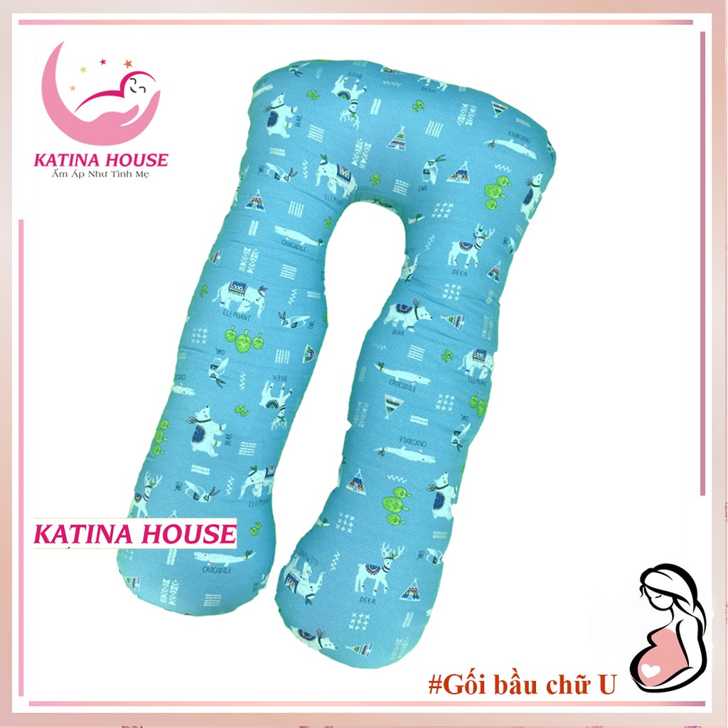 Gối ôm bà bầu hình chữ U, vải cotton satin Hàn Quốc cao cấp mềm êm, giúp nâng đỡ bụng giảm đau lưng, đau hông
