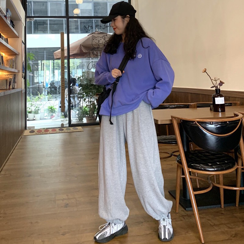 bộ nỉ nữ áo hoodie + quần bom nỉ lót lông cực ấm form rộng unisex | BigBuy360 - bigbuy360.vn