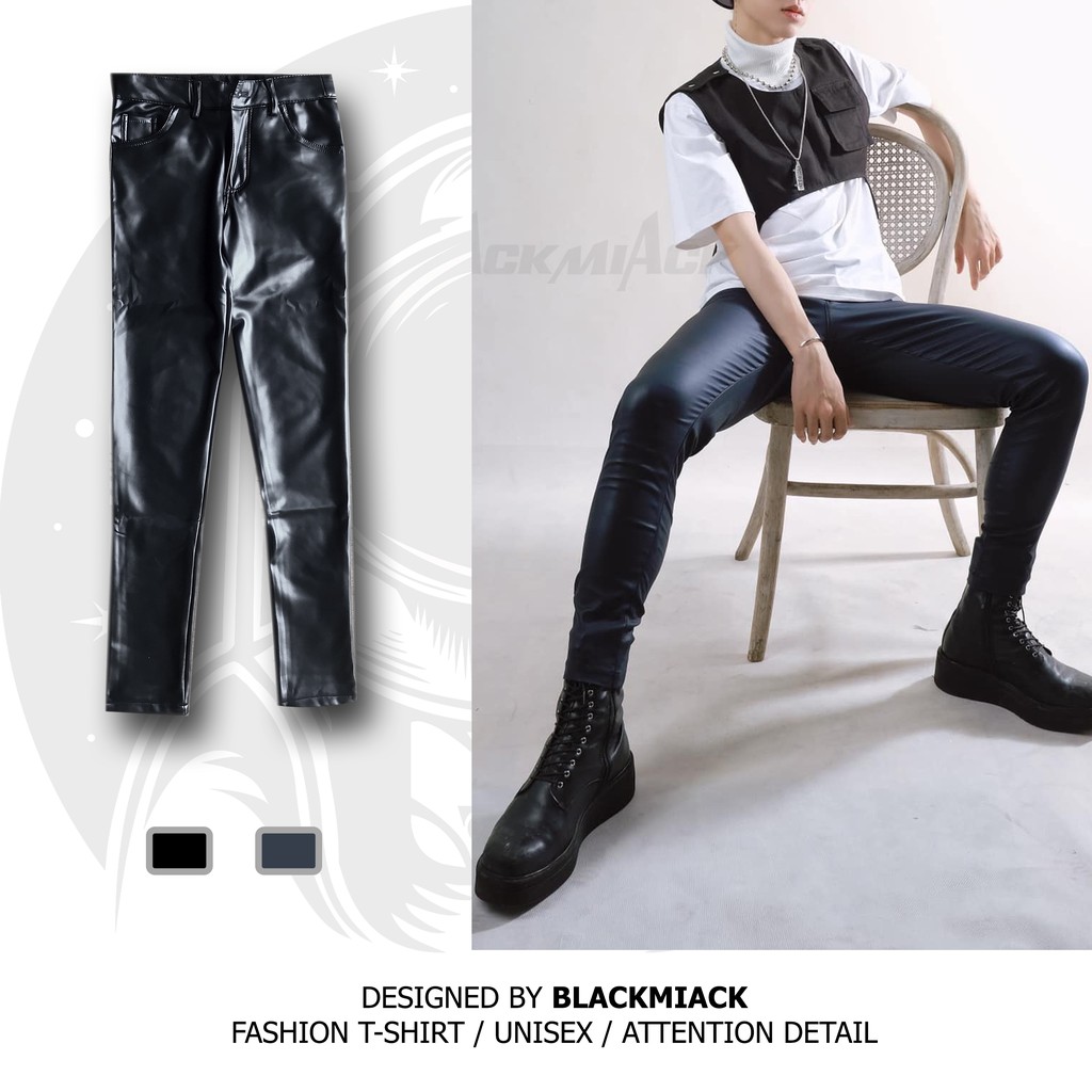 Quần Da Wax BLACKMIACK dáng ôm - skinny leather pant washed
