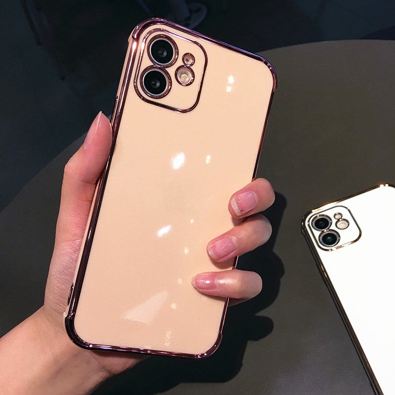 Ốp điện thoại màu trơn chống rơi thích hợp cho Iphone12 11 Pro Max Xr Xs X I8 Plus