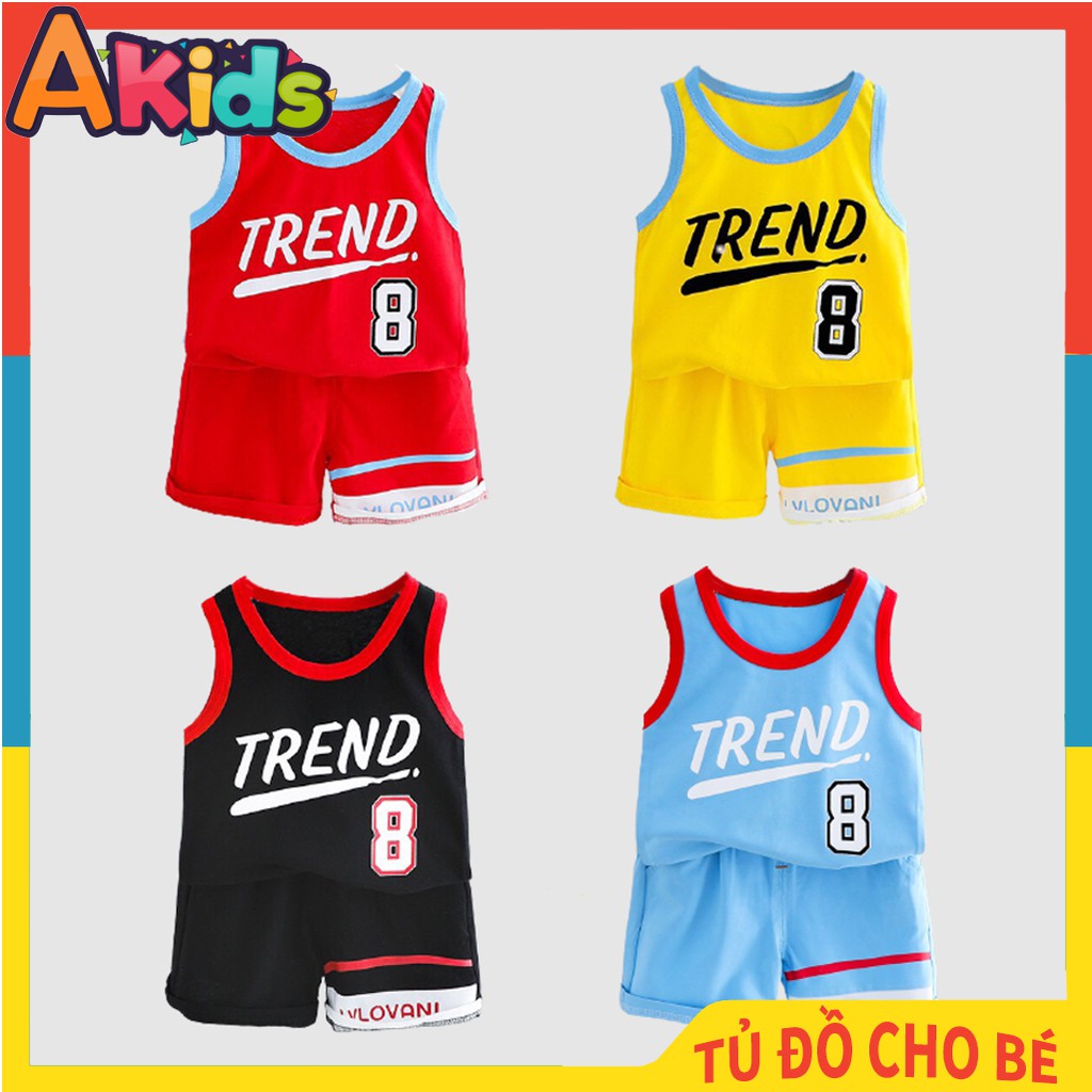 Bộ Ba Lỗ Bóng Rổ Trend Cộc Tay Cho Bé Mặc Mùa Hè AKIDS Size Từ 8-20kg