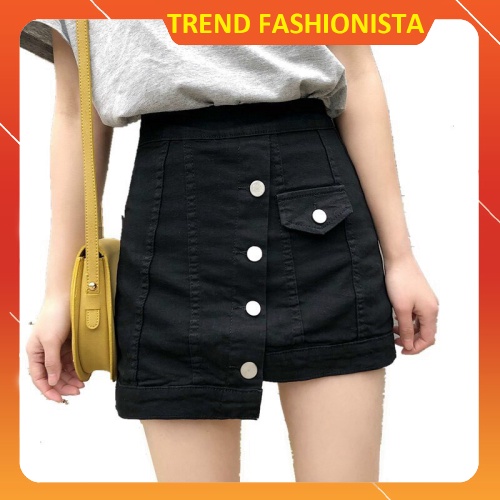 Váy kaki nữ 1 hàng nút xéo,Có may kèm quần bên trong, hai màu trắng đen, 3 size s,m,l