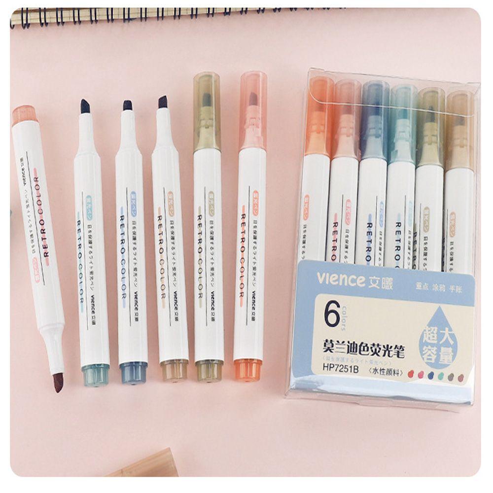 PISTACHIO New Highlighter Retro Color Pen Marker Morandi Color Light Color Writing Student Soft Tip