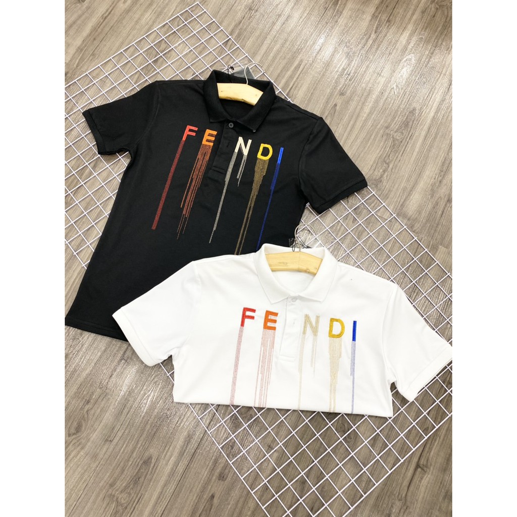 Áo thun nam cổ trụ Quảng Châu form body - Chất liệu cotton mịn FENDI