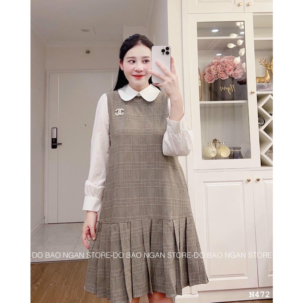 Váy Bầu Dáng Suông Đuôi Cá, Dài Tay