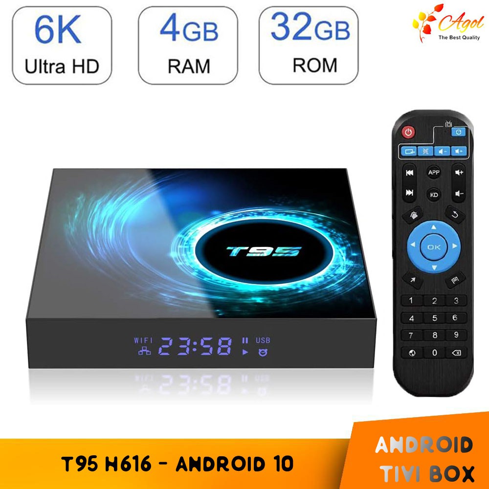 Android tivi box T95 H616 4GB RAM 32GB ROM android 10 mới cài sẵn bộ ứng dụng giải trí miễn phí vĩnh viễn