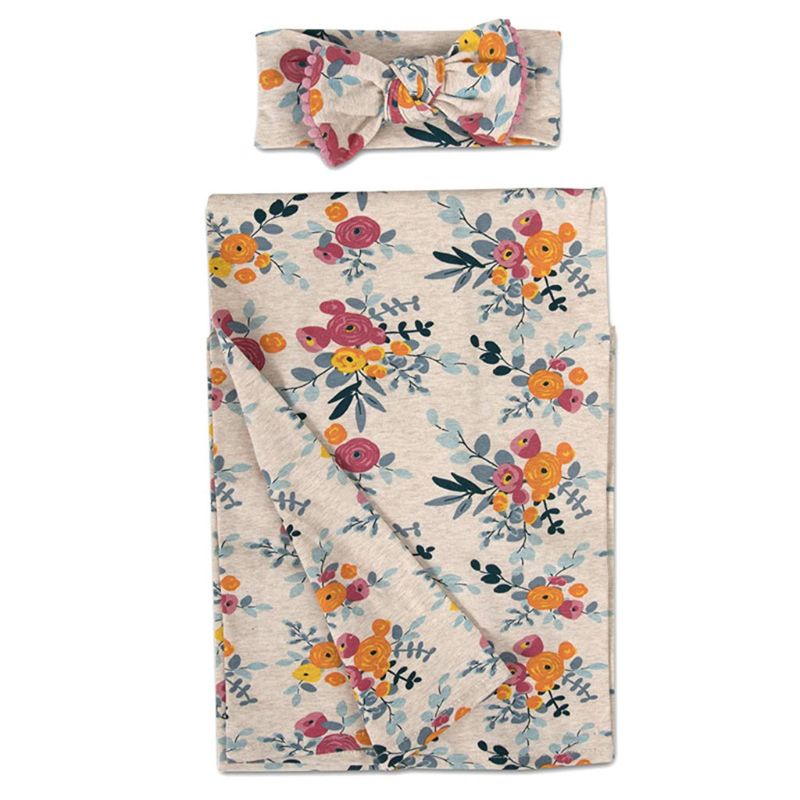 Set 2 Món Gồm Túi Ngủ Bằng Cotton Mềm Mại In Họa Tiết Hoa Cho Bé Sơ Sinh