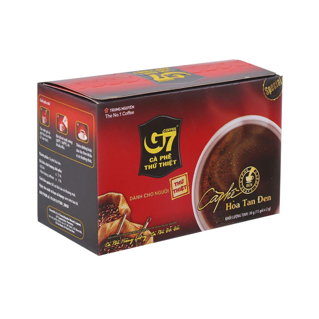 (hsd 12-2023)Cà phê đen không đường hoà tan G7 hộp 30g ( 15 gói x 2g)