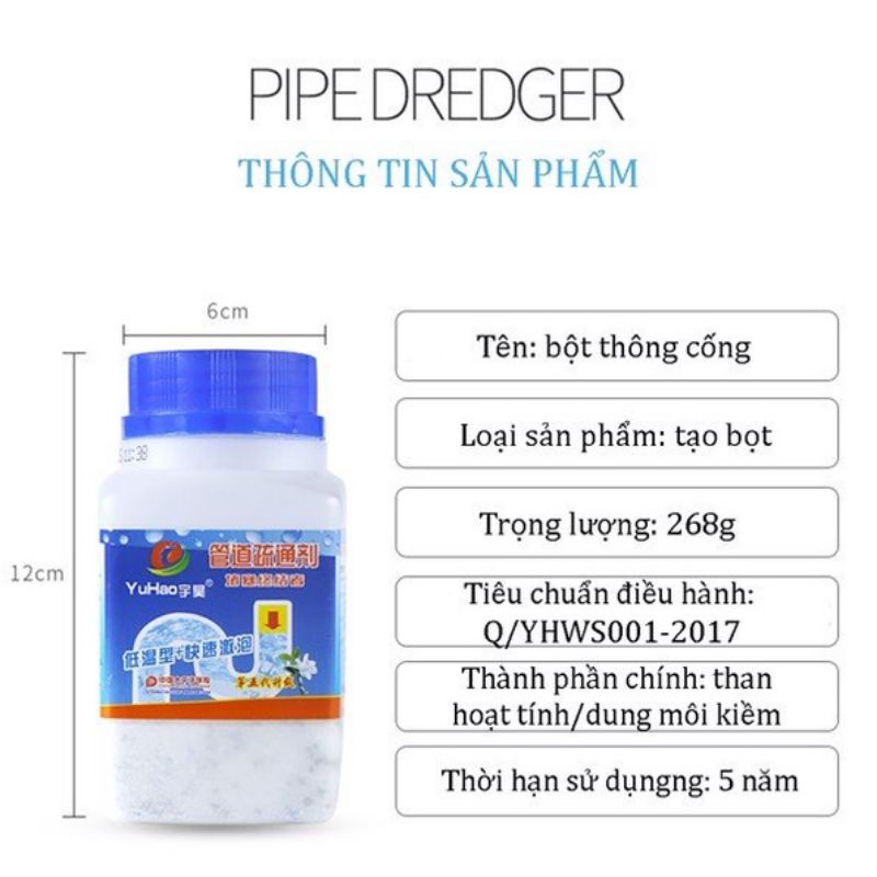 Bột Thông Cống,Bồn Cầu,Lavabo Cực Mạnh YUHAO Cực Mạnh Xử Lý Triệt Để Cặn Bã, Chất Thải Hữu Cơ