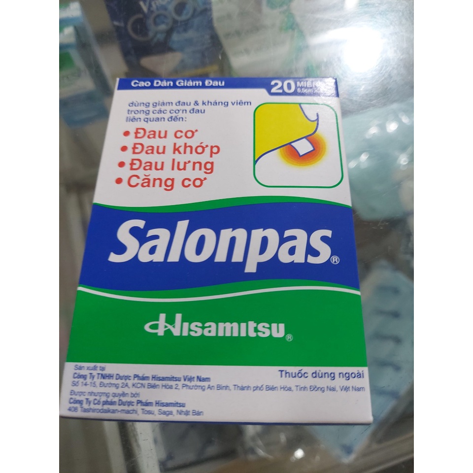 MIẾNG DÁN GIẢM ĐAU SALONPAS HỘP 20 MIẾNG