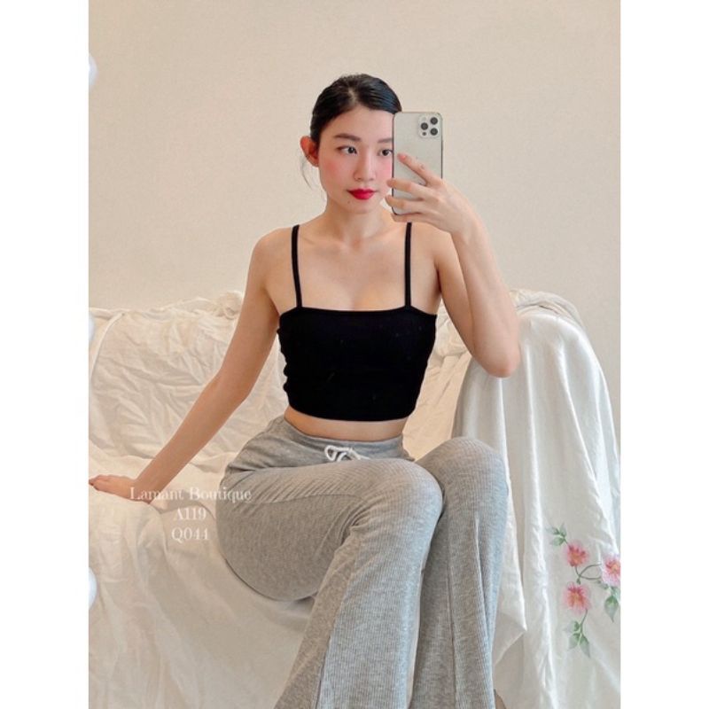 Quần ống loe cạp cao kèm áo siêu hot