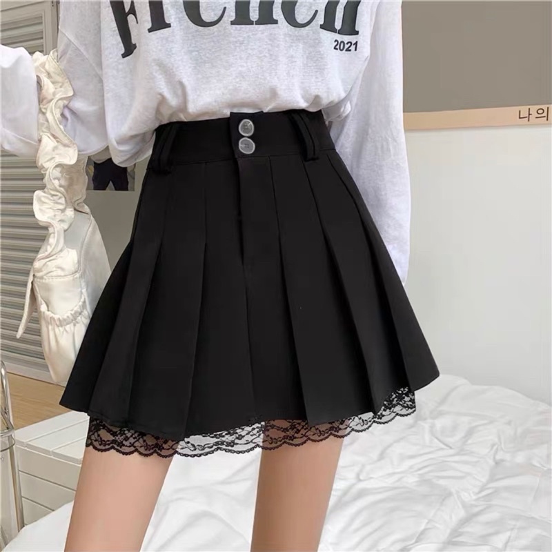 【Mizinstore】 Chân Xếp Ly Ngắn Cạp Cao Phối Ren Chất Tuyết Mưa Dày Mịn Cao Cấp (2 Lớp) | BigBuy360 - bigbuy360.vn