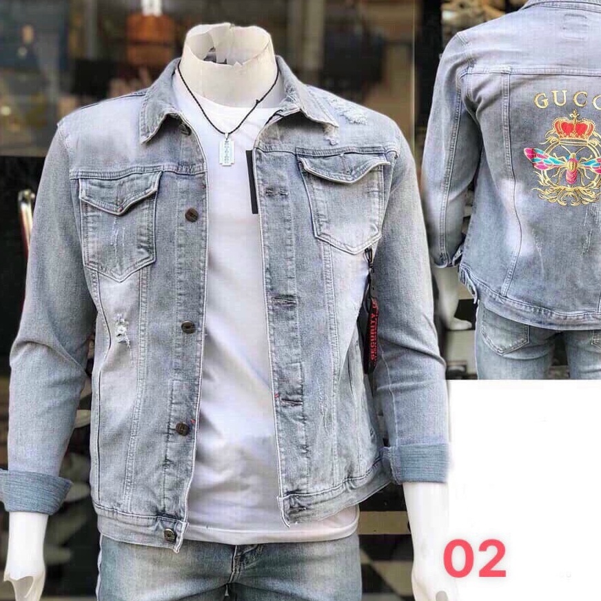 Áo khoác jean nam họa tiết cao cấp vải jean denim không nóng hàng chuẩn shop Phuongnamshop20 gf11