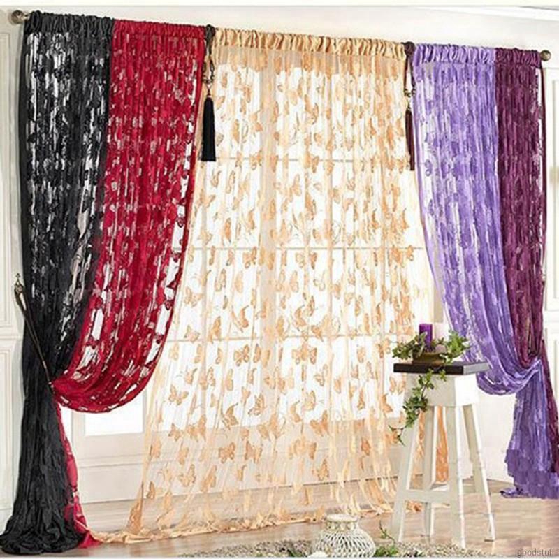 Rèm cửa thêu hình bươm bướm nhiều màu sắc tùy chọn thời trang