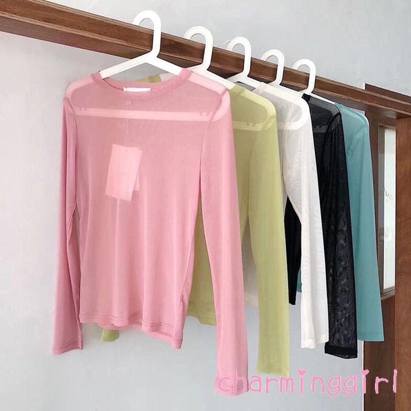 QAQ-Women Long Sleeve Tops with Solid Color Bottoming Shirt Casual Style Clothing