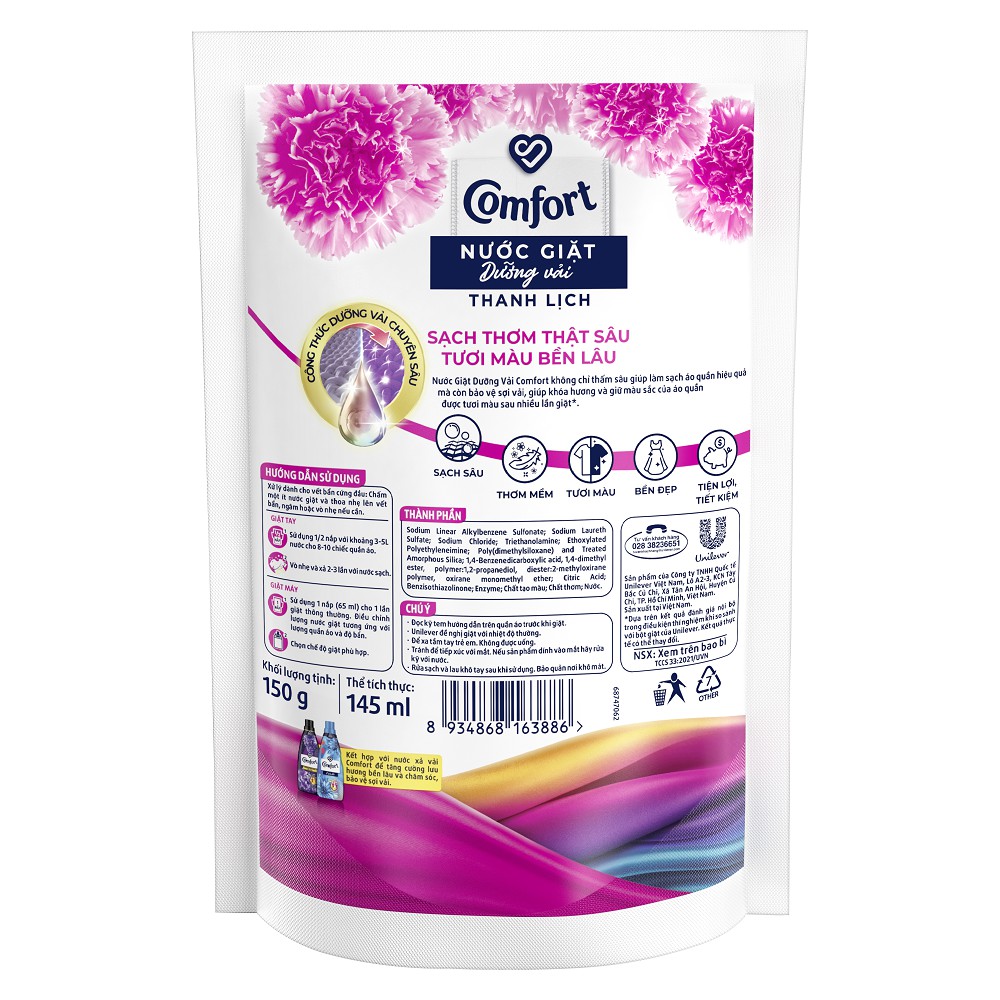 Nước giặt Comfort dưỡng vải hương Thanh Lịch 150g