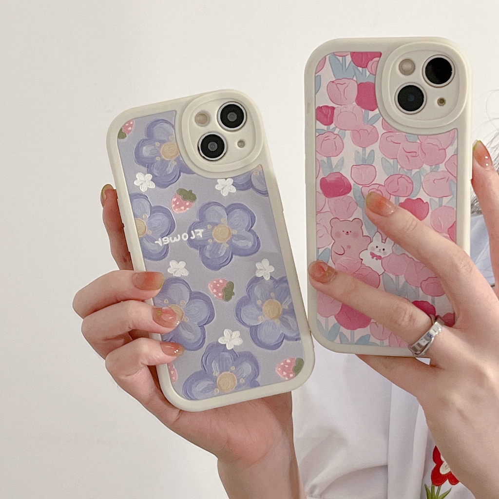 Xiaomi Redmi 10C 10 9S 9T 9C 9A Note 11S 10S 10 9 8 7 Pro mi POCO X3 NFC F3 M3 11 Lite 10T Pro 4G 5G strawberry flowers tulip bear Skin Shockproof Soft Phone Case Full camera protector Back Cover DY 39