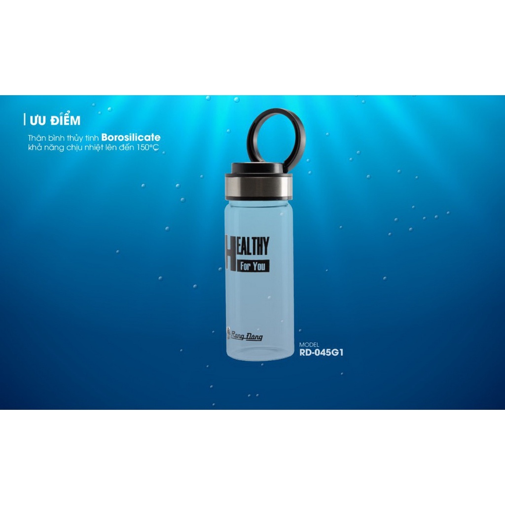 Bình nước cầm tay 450ml Rạng Đông 045G1 Nắp nhựa ABS-Inox