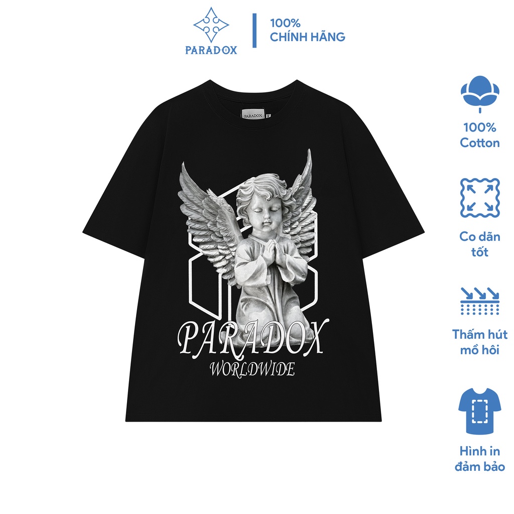Áo thun form rộng Paradox tay lỡ - Unisex - In hình - INVOKE - Màu đen