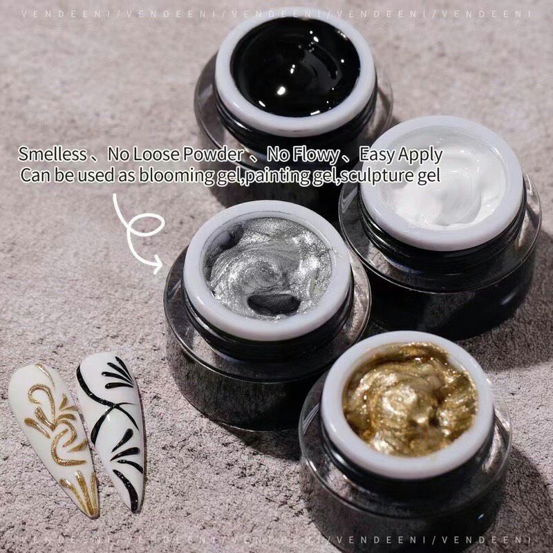 Vendeeni Gel vẽ nổi 9D trắng và đen