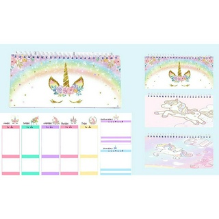 Sổ kế hoạch tuần ngựa thần unicorn WPI28 hoạt hình Weekly Planner 52 trang thần tượng idol