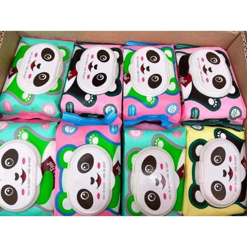 KHĂN ƯỚT GẤU TRÚC. THƯƠNG HIỆU PHÚ ĐẠT. AN TOÀN. VỆ SINH. CHO BÉ.