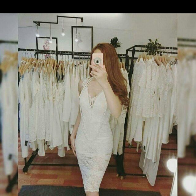 đầm body 2 dây ren dây chuỗi