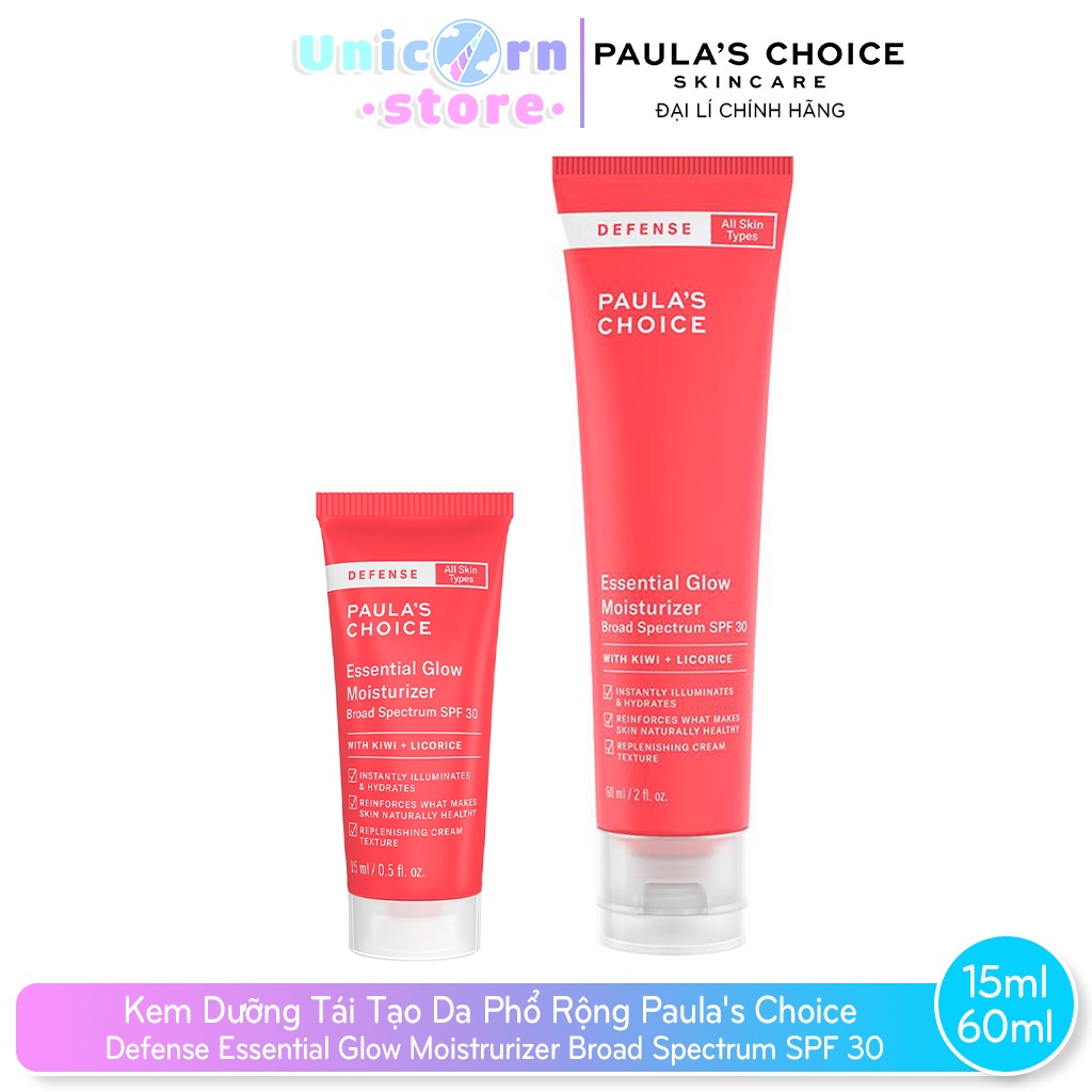 Kem Dưỡng Tái Tạo Da Chống Nắng Phổ Rộng SPF 30 Paula's Choice Defense Essential Glow Moistrurizer Broad Spectrum SPF 30