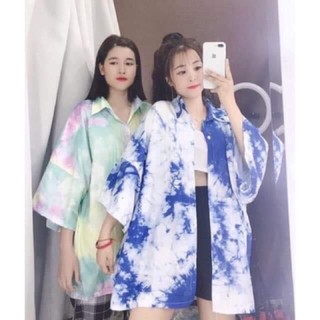 Áo sơ mi ulzzang loang màu tye dye form rộng
