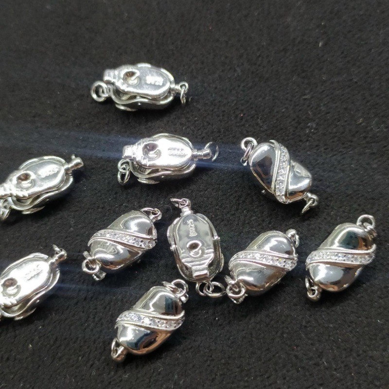 [S925] Khóa bạc hình thỏi bạc trơn - MH347