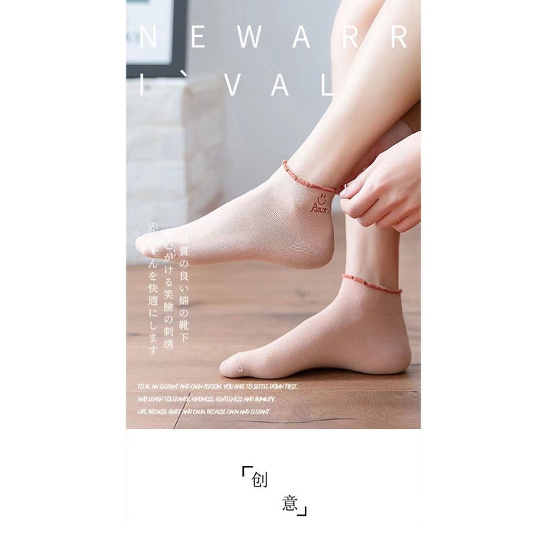 Tất thể thao cổ thấp phối ren phong cách Nhật Bản dễ thương thời trang cho nữ nữ