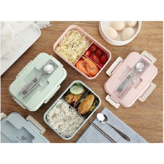 HỘP CƠM LÚA MẠCH 3 NGĂN KÈM ĐŨA THÌA INOX