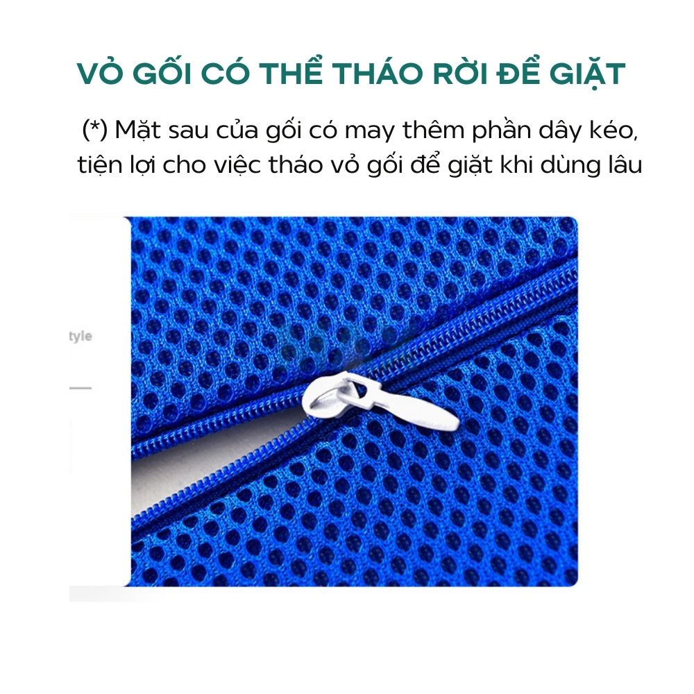 Gối tựa lưng ghế văn phòng ghế ô tô bằng cao su non giảm đau lưng có đai cài, phần vỏ gối bằng vải lưới siêu thoáng mát | BigBuy360 - bigbuy360.vn