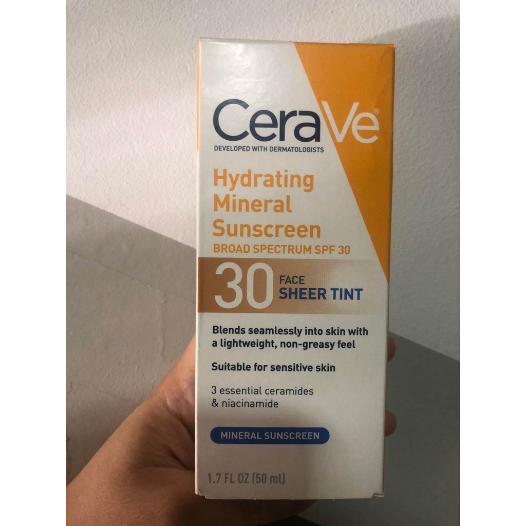 KEM CHỐNG NẮNG VẬT LÝ CERAVE HYDRATING MINERAL FACE SUNSCREEN SPF30 SHEER TINT 50ML CHÍNH HÃNG- 10267