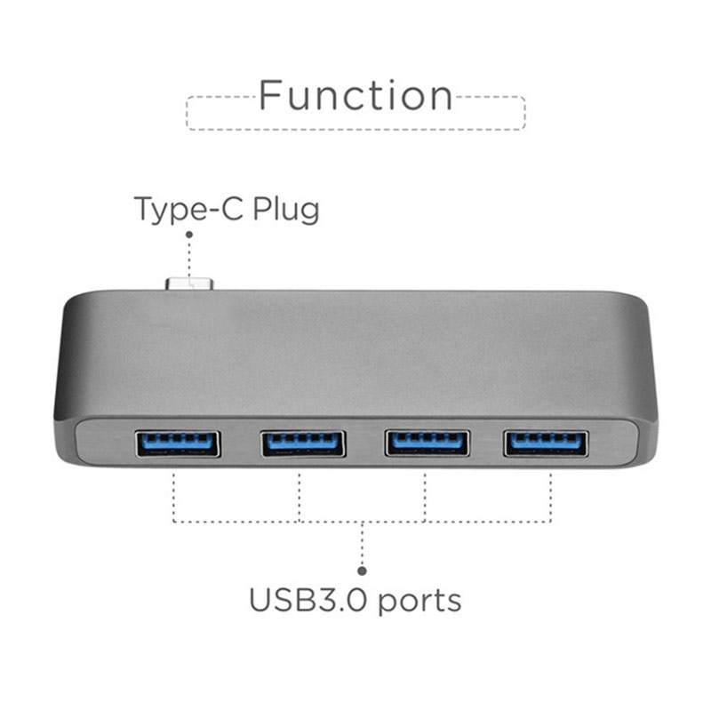 Bộ chuyển đổi USB 3.1 type-C sang HDMI 4K với 3 cổng USB C + đầu đọc thẻ TF SD 3.0 cho MacBook Pro/Air