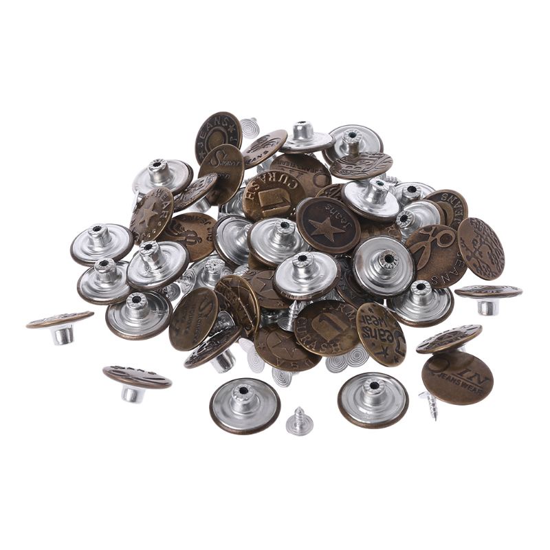 Set 50 Nút Kim Loại 20mm Thay Thế Chuyên Dụng Cho Quần Jean DIY Cr