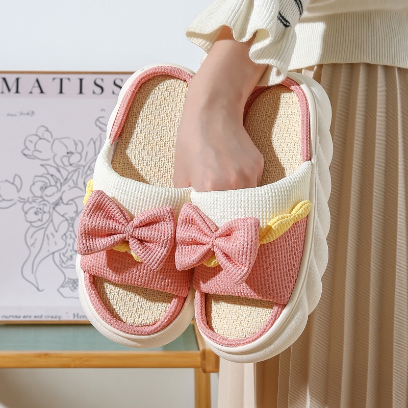 CHZK dép nữ vải lanh thấm hút mồ hôi đế bánh mì eva chống trơn trượt dép bánh mì