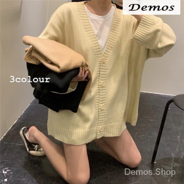 Thời Trang Nữ Áo Khoác Len Cardigan Dệt Kim Tay Dài Cổ Chữ V Dáng Rộng Phong Cách Cổ Điển Thời Trang Mùa Thu Cho Bạn Nữ