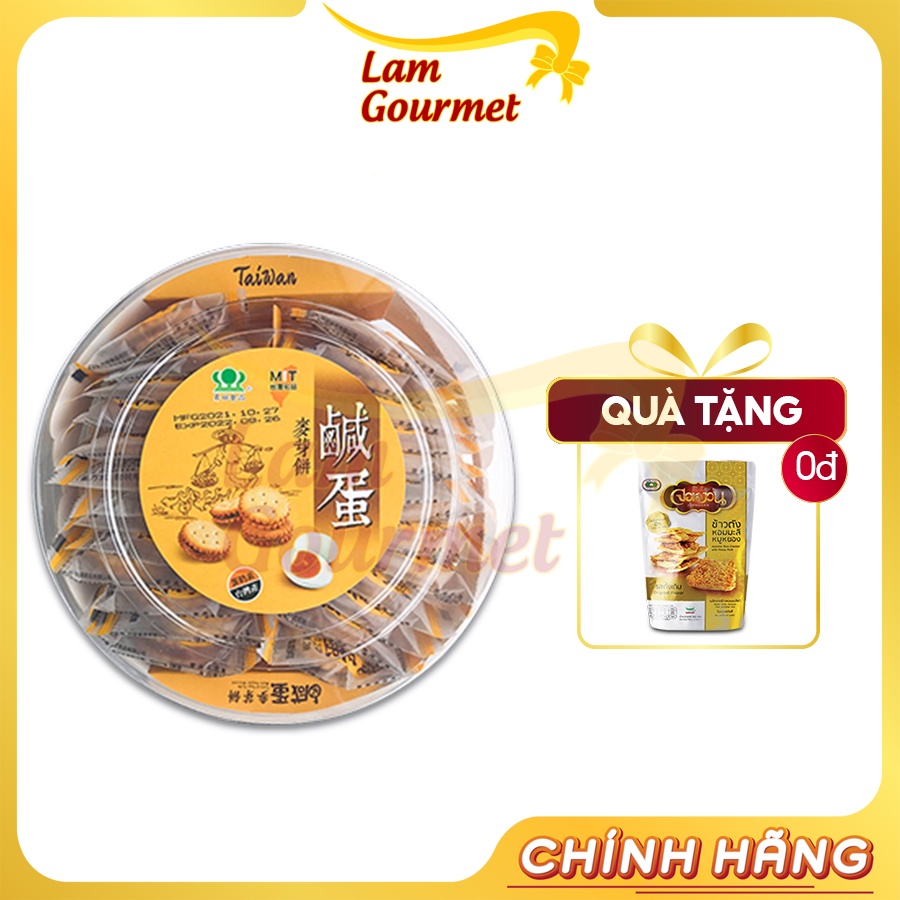 Bánh Quy Trứng Muối Đài Loan MIT Hộp Tròn Nhân Ngon Giòn Dẻo Nhập Khẩu Cao Cấp 180g - Lam Gourmet