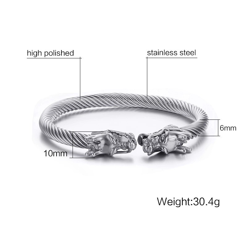 Vòng lắc tay Nam đầu rồng nam tính, BH vĩnh viễn, chất liệu inox cao cấp không gỉ, bao đeo
