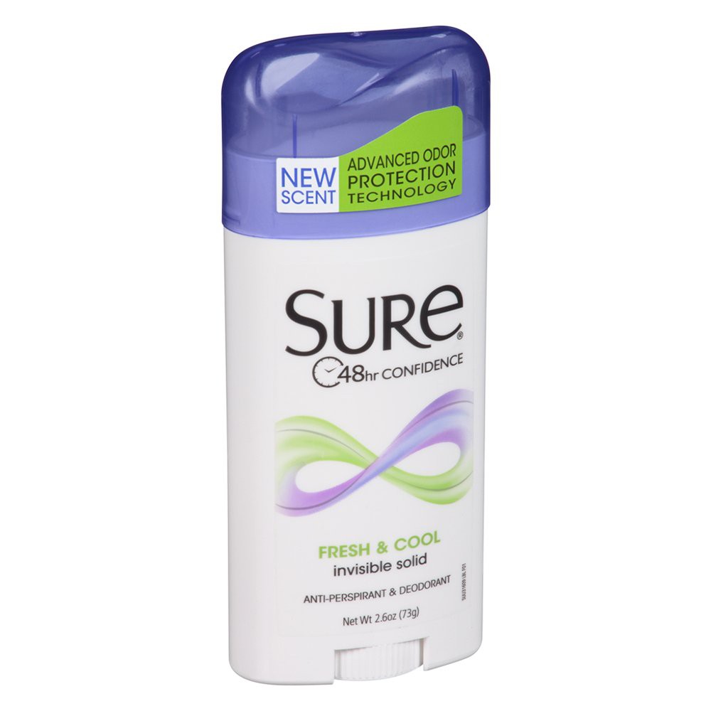 Lăn sáp khử mùi nữ Sure Women's Invisible Solid Antiperspirant &amp; Deodorant Fresh/Cool 73g (Mỹ)