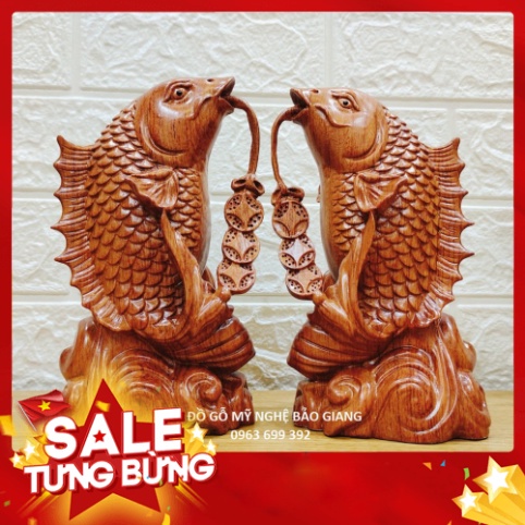 Cặp cá song ngư gỗ hương
