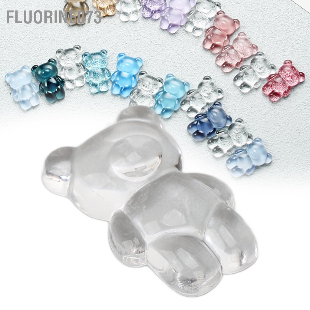 [Hàng mới về] 50 phụ kiện đính móng tay màu trong suốt acrylic họa tiết hoạt hình dễ thương gấu nghệ thuật