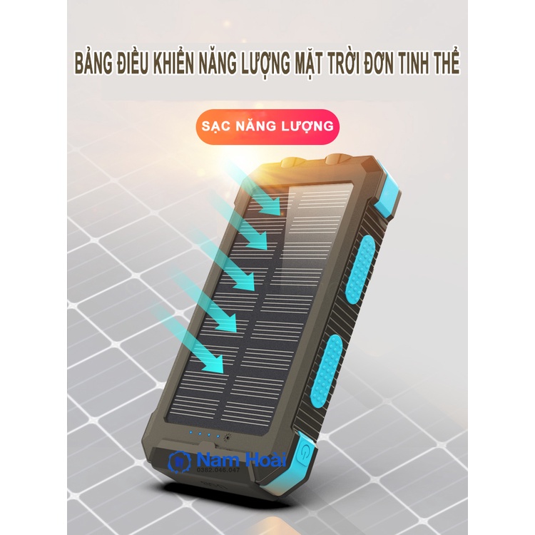 [HCM] Sạc dự phòng năng lượng mặt trời SOLAR CHARGER - sạc dự phòng tích hợp la bàn, đèn pin siêu sáng