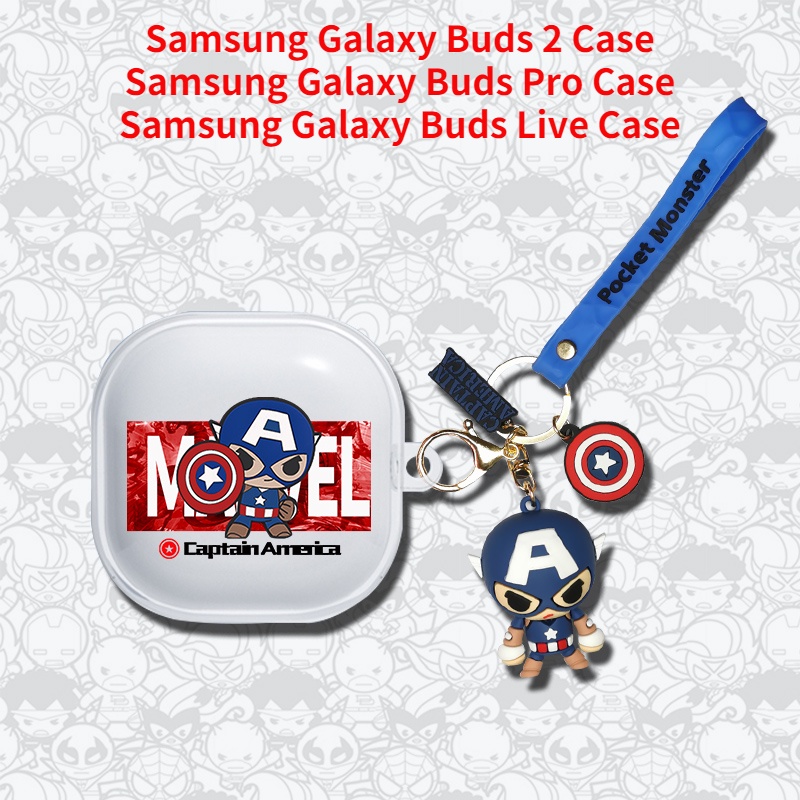 Vỏ Bảo Vệ Hộp Sạc Tai Nghe Samsung Galaxy Buds 2 Trong Suốt Họa Tiết Marvel Captain America / Spiderman / Iron Man / Venom Độc Đáo