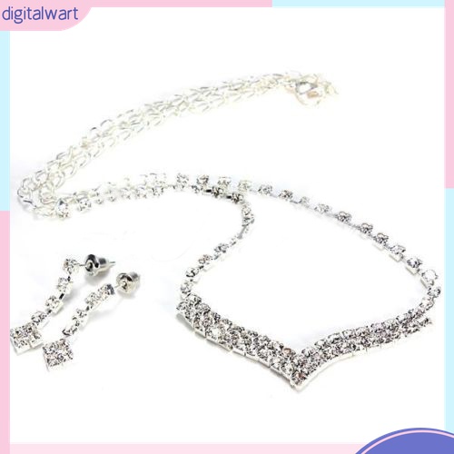 Bộ Vòng cổ + Bông Tai Đính Đá Thời Trang Cho Nữ