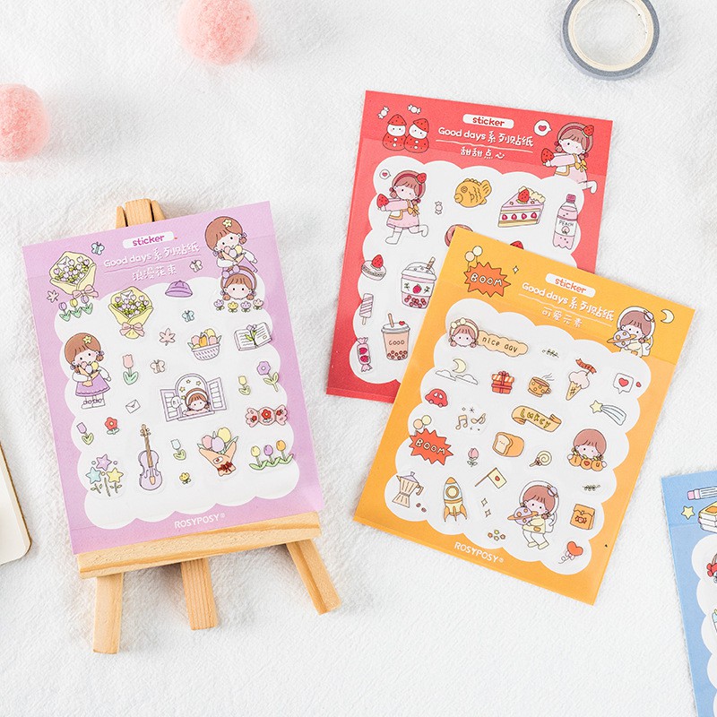 40 sticker cute hình dán dễ thương miếng dán công chúa trang trí sổ planner bullet journal dụng cụ dán Rosy Posy