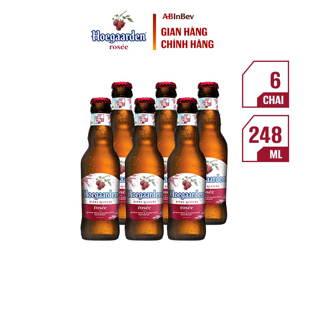 Bia Hoegaarden Rosée Bỉ hương vị trái cây lốc 6 chai (248ml/chai)