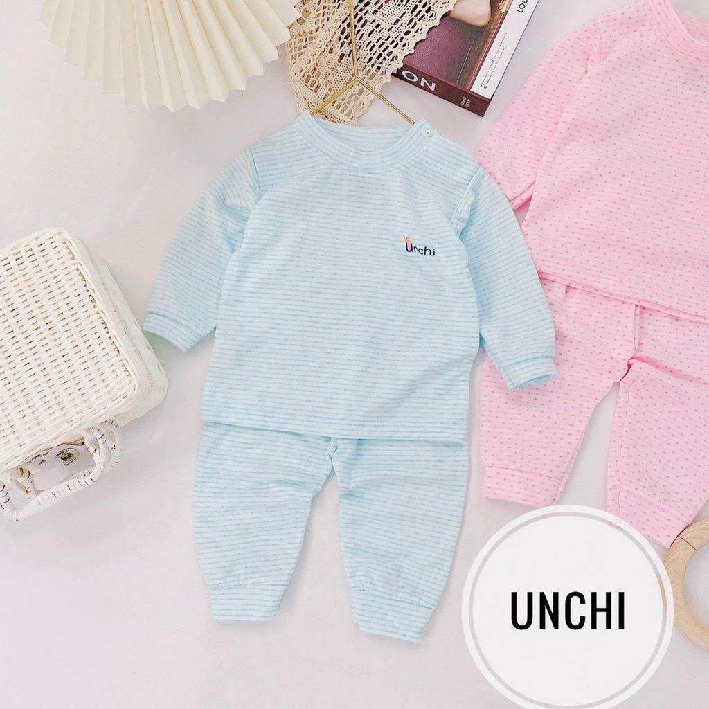 Bộ unchi cotton dệt cho bé họa tiết chấm bi